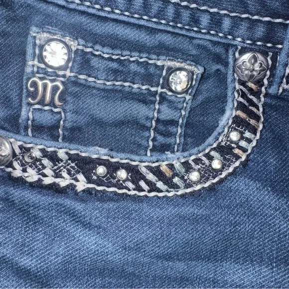 Miss Me Signature Ankle Skinny Jeans 29 Bling Pocket Mid Rise Stretch Y2K - Picture 6 of 10